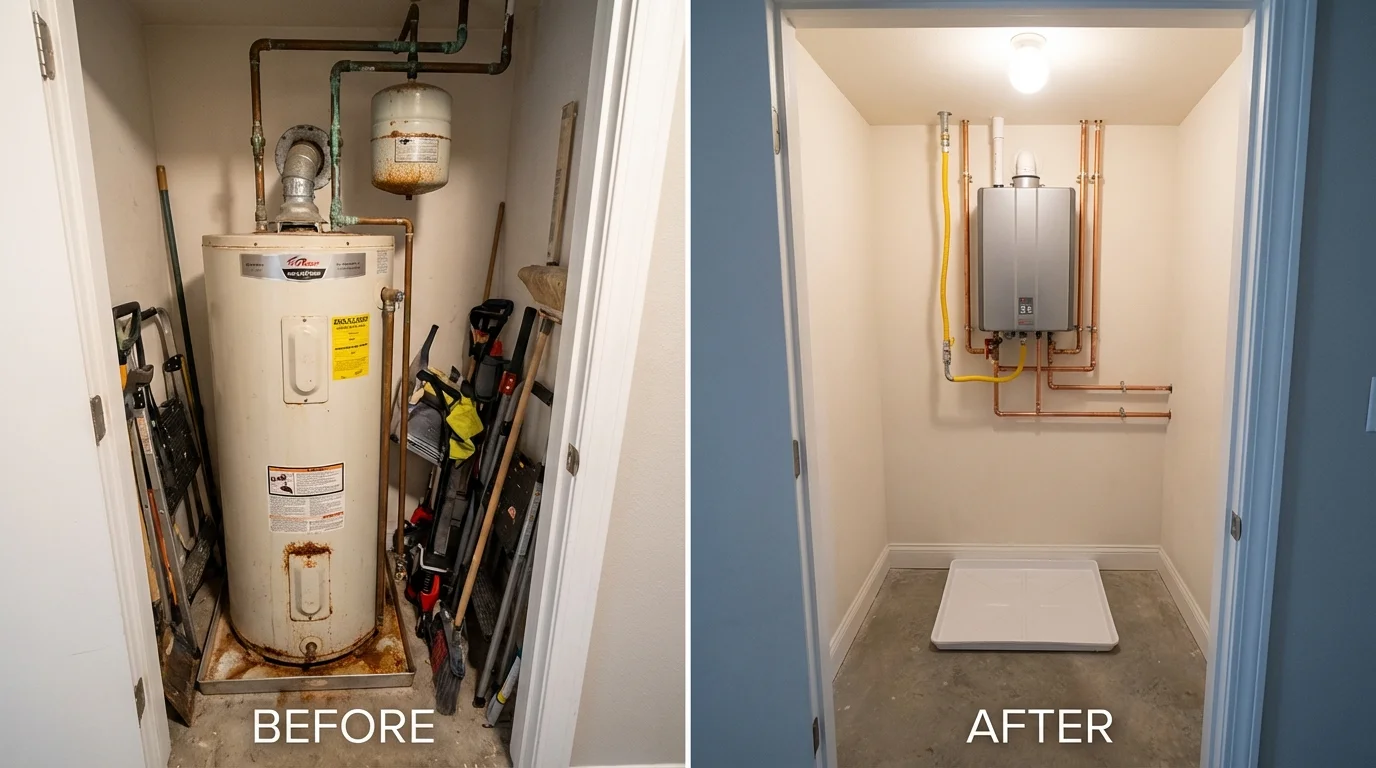 Tank water heater versus wall-mounted tankless unit comparison for Springfield, NH homeowners